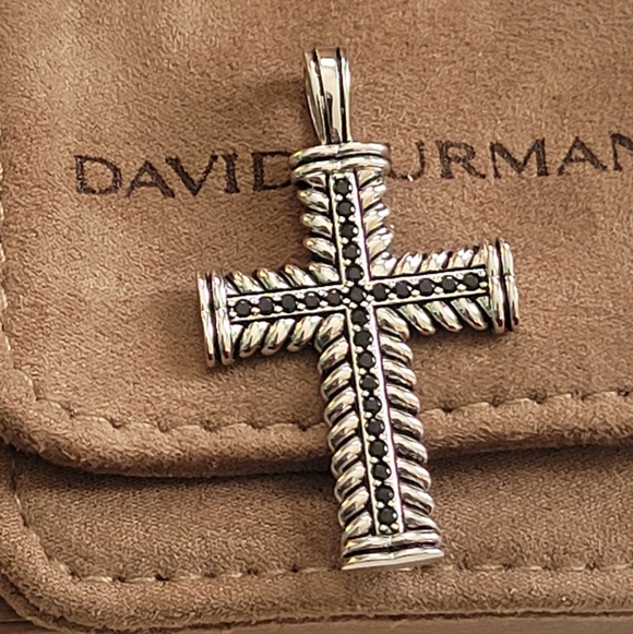 David Yurman Jewelry - David Yurman Silver and Black Cross Pendant